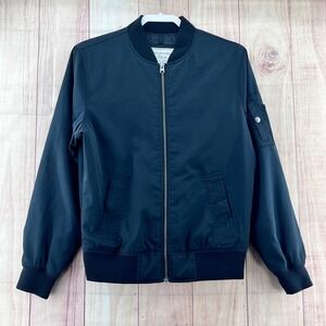 Abercrombie Fitch Womens Black Bomber Jacket With Zipper Pocket Sz XS Casual